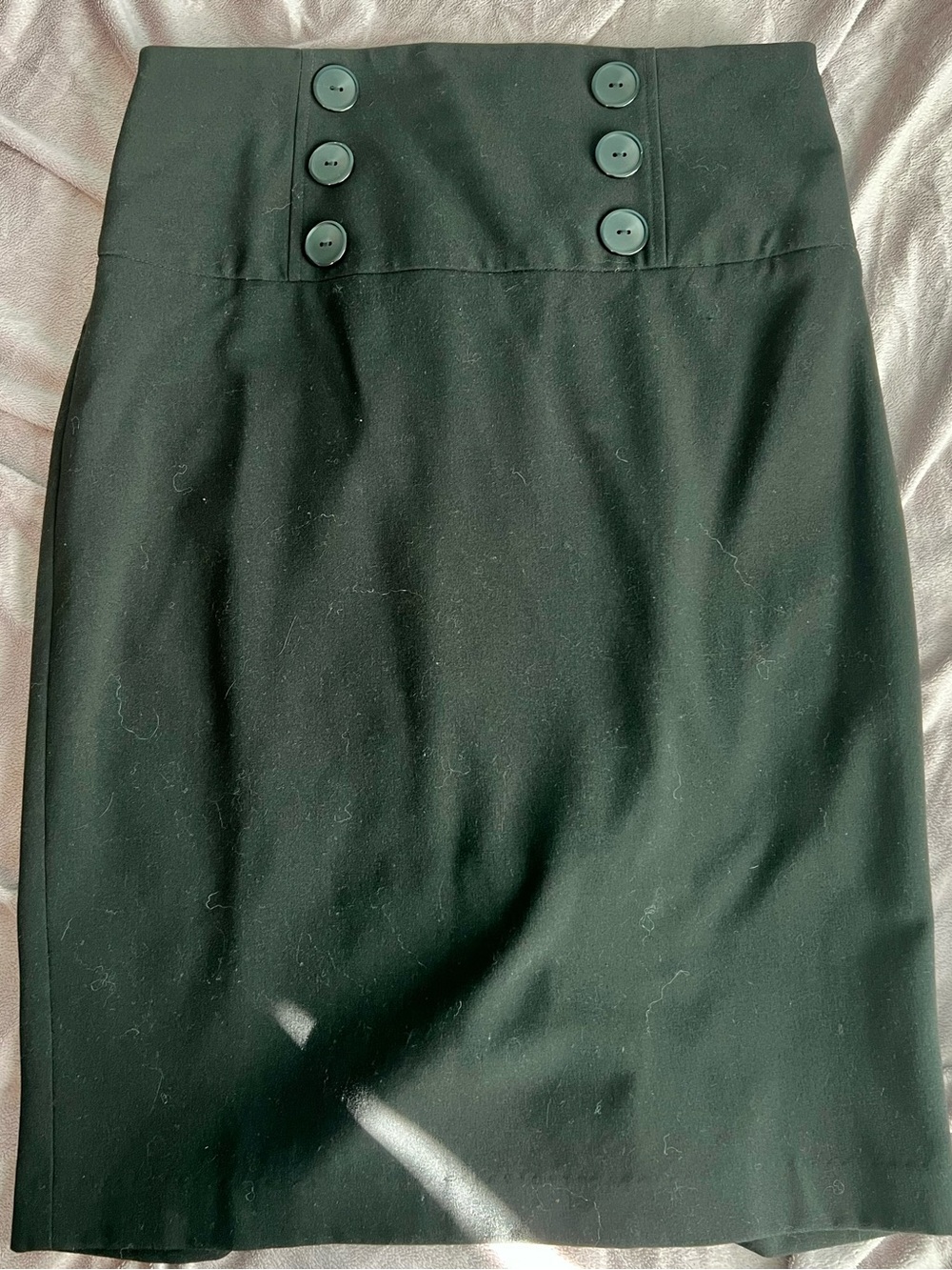 BCX Black High-Waist Pencil Skirt with Front Button Accent